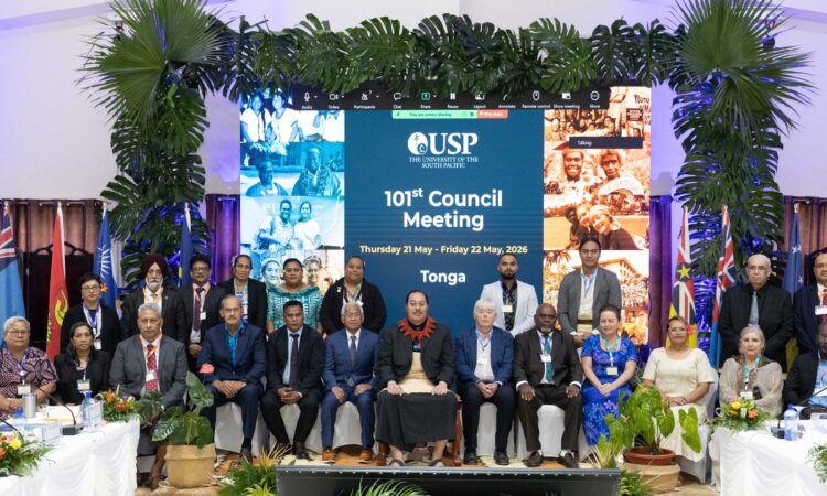 USP Council Members with The Prince Regent, His Royal Highness Crown Prince Tupoutoʻa ʻUlukalala, at the formal opening of the Council meeting.